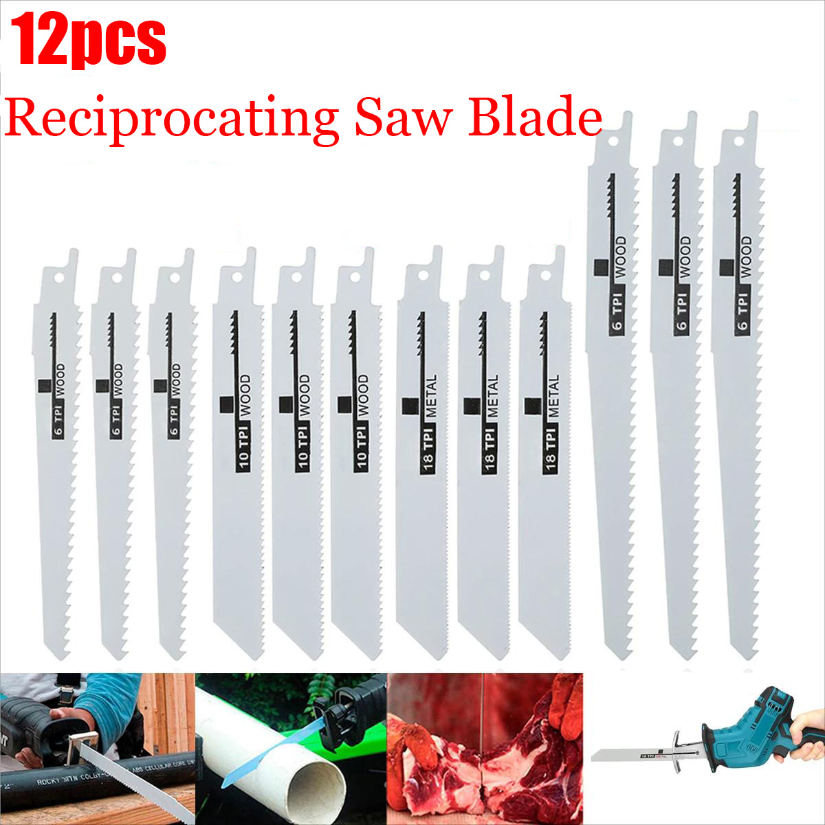 Metal Saw Reciprocating - Set di 12 Lame per Sega